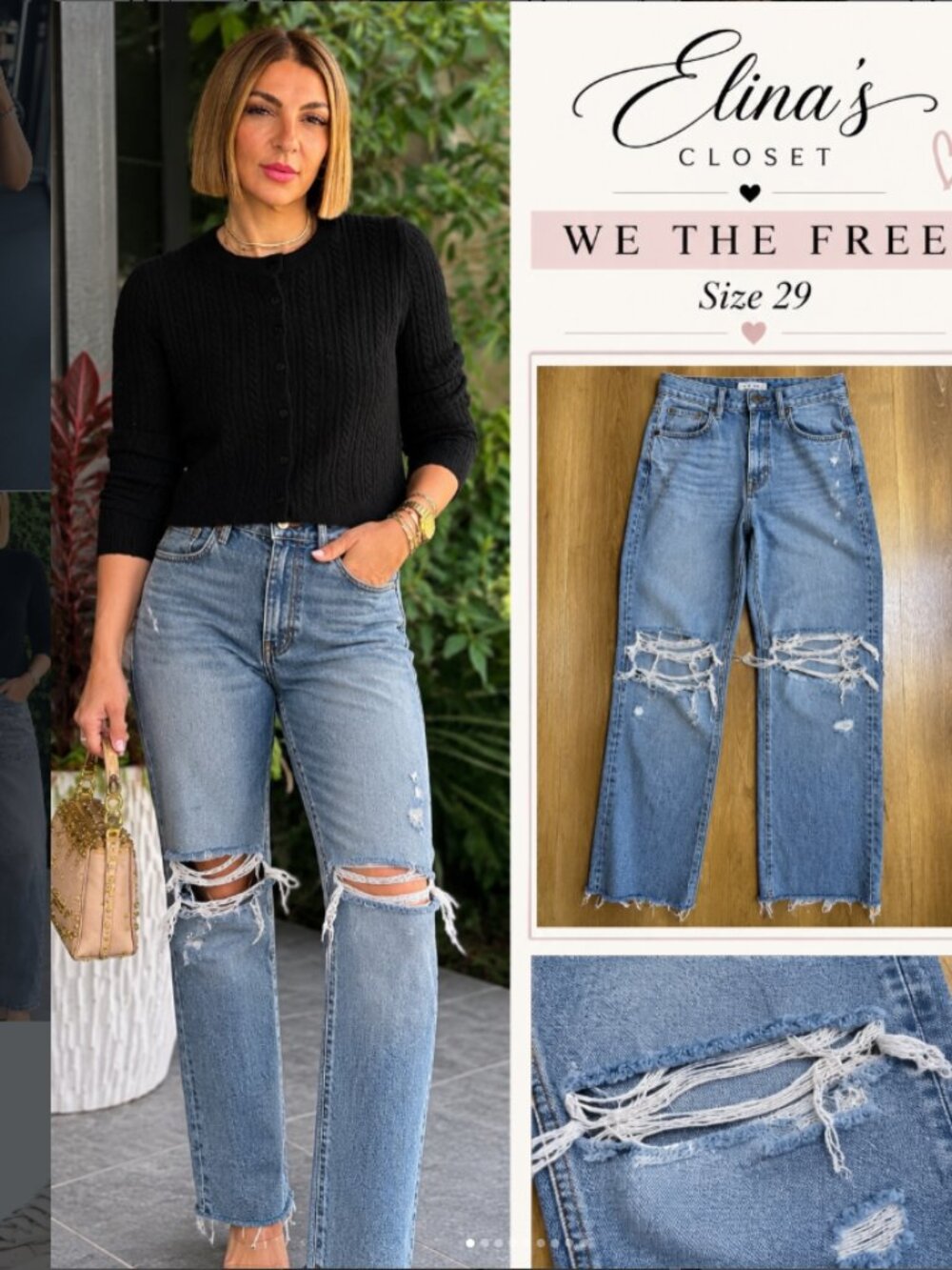 NEW!! We the Free Distressed Blue Denim Jeans - Classic Ripped Style